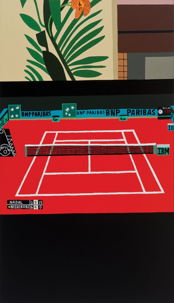 Jonas Wood, French Open 7, 2015 - Oil and acrylic on canvas 167.6 x 91.4cm