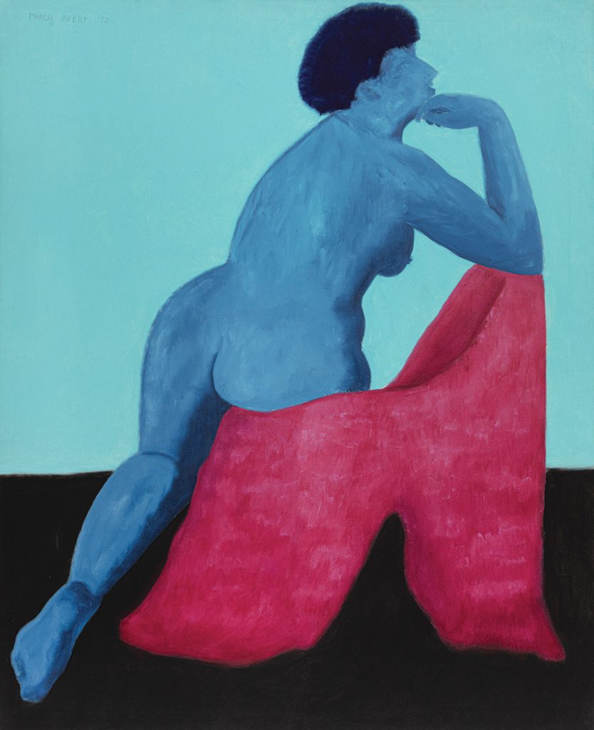 March Avery, Seated Blue, 1972, Oil on canvas, 127 x 101.6cm