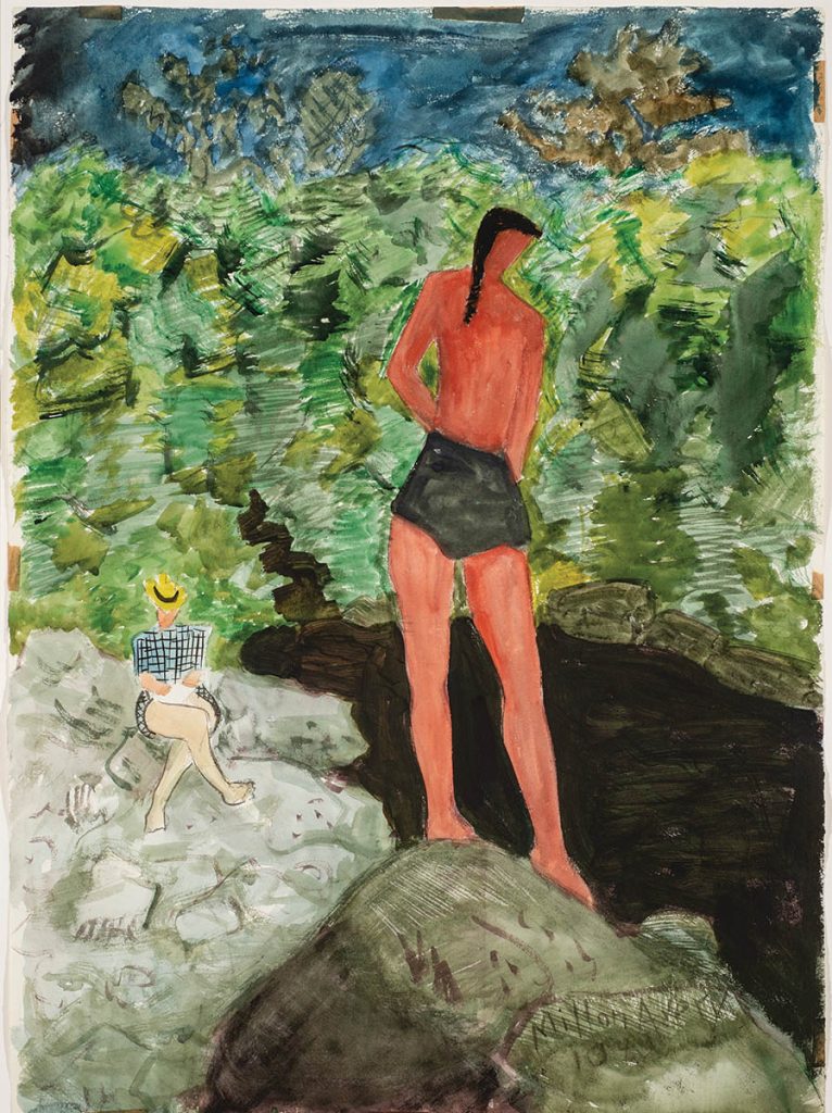 Milton Avery, Thoughtful Swimmer 1943, Watercolour on paper, 78.11 x 57.15cm