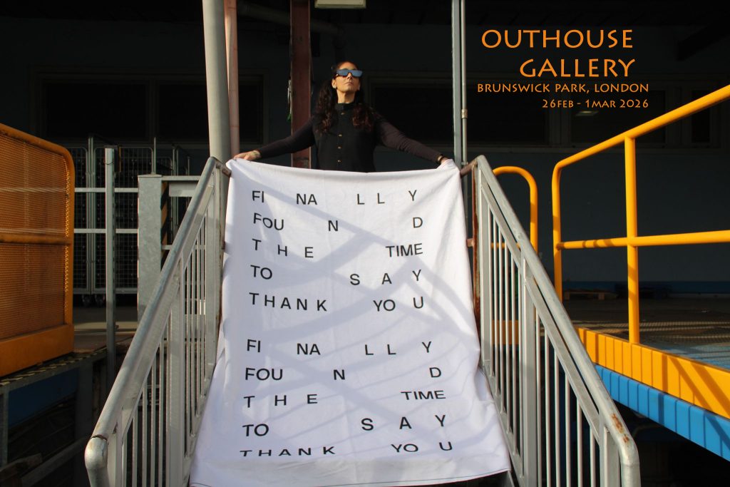 Photo of the artist by Tatiana Maeijer - performance at Outhouse Gallery London February 2026