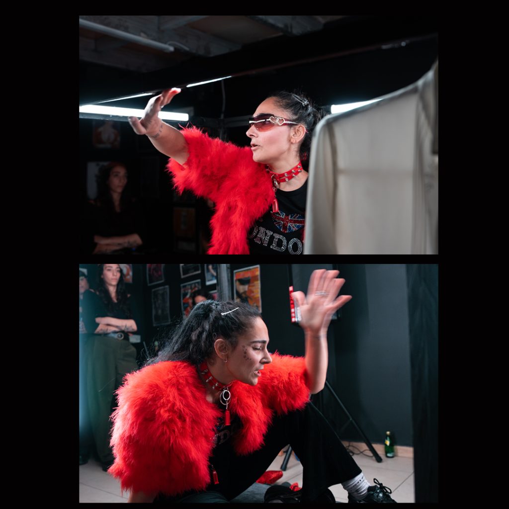 Photo of the artist by Daniel Carabott from the performance 'I run:running'